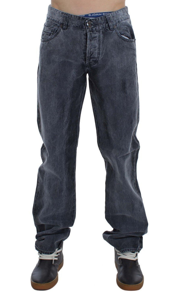 Gray Wash Cotton Regular Fit Jeans