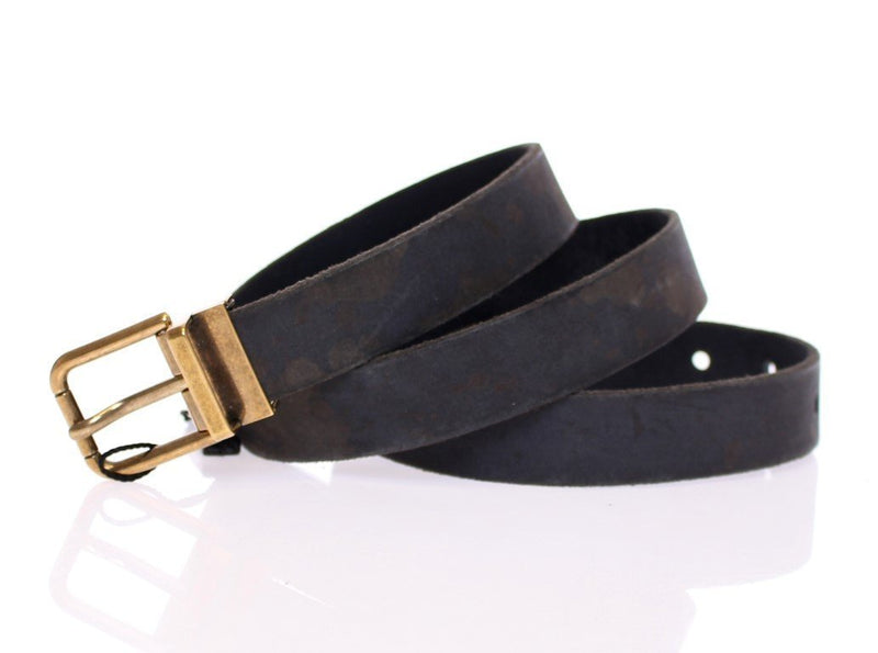 Black Spotted Leather Logo Belt