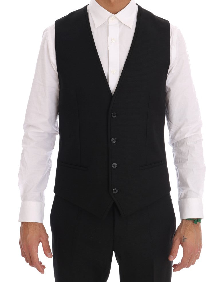 Black Wool One Button Slim Fit Suit