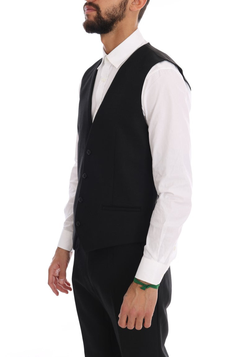 Black Wool One Button Slim Fit Suit