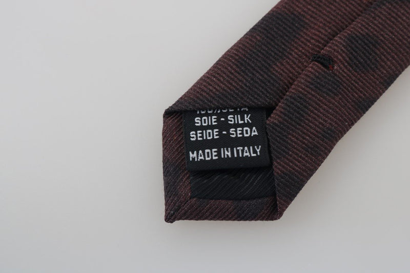 Brown Silk Black Dotted Slim Tie