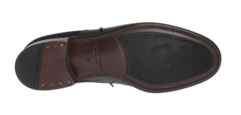 Brown Leather Blue Denim Formal Shoes