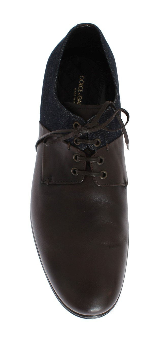 Brown Leather Blue Denim Formal Shoes