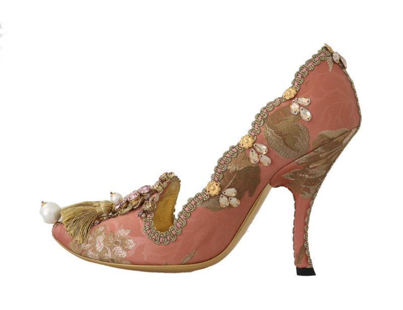 Pink Gold Jacquard Crystal Pumps