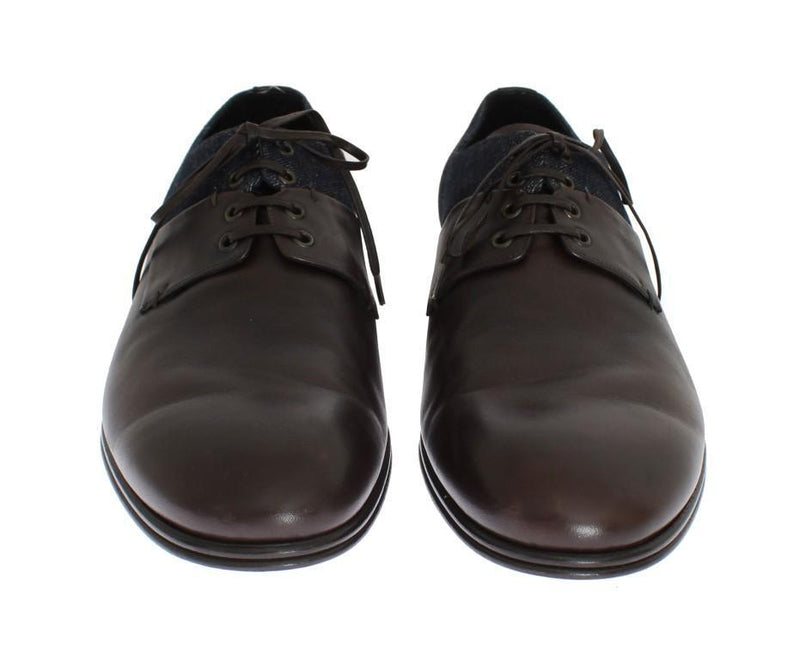 Brown Leather Blue Denim Formal Shoes
