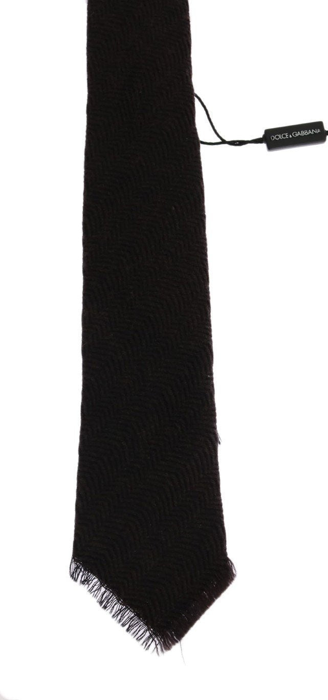Brown Black Wool Tie