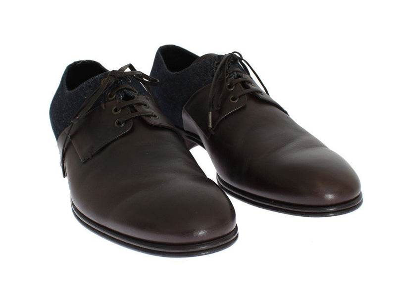 Brown Leather Blue Denim Formal Shoes