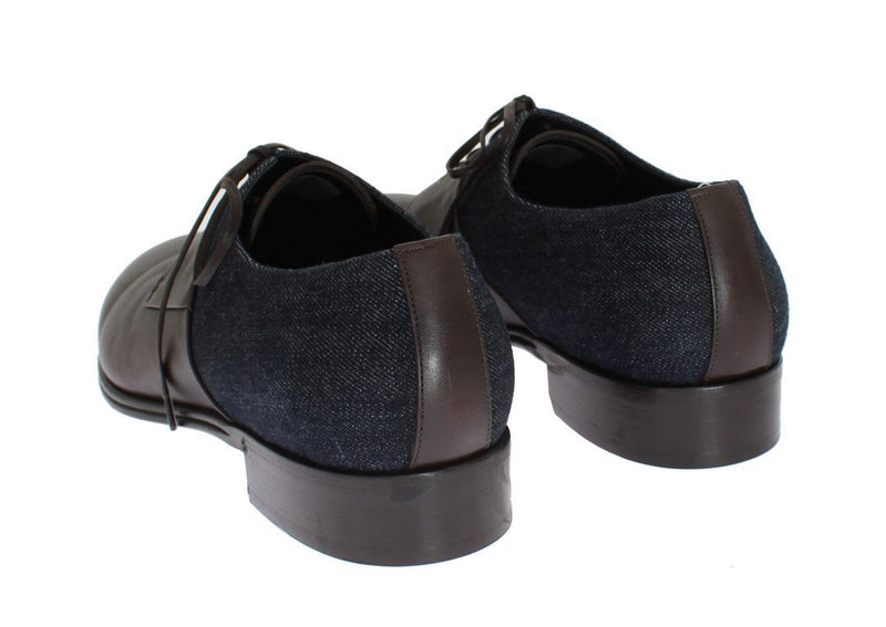Brown Leather Blue Denim Formal Shoes