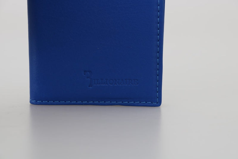 Blue Leather Bifold Wallet