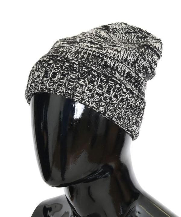 Gray White Wool Winter Beanie