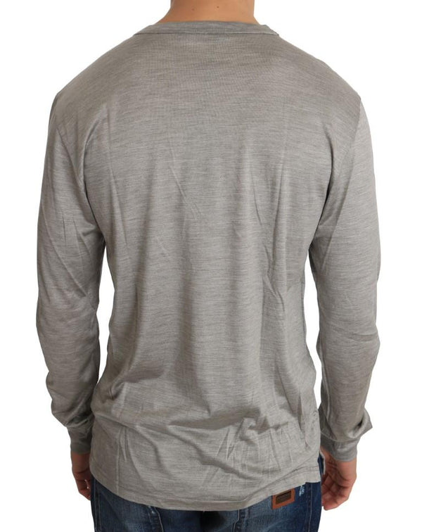 Silver Silk Crewneck Pullover Sweater