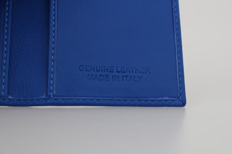 Blue Leather Bifold Wallet