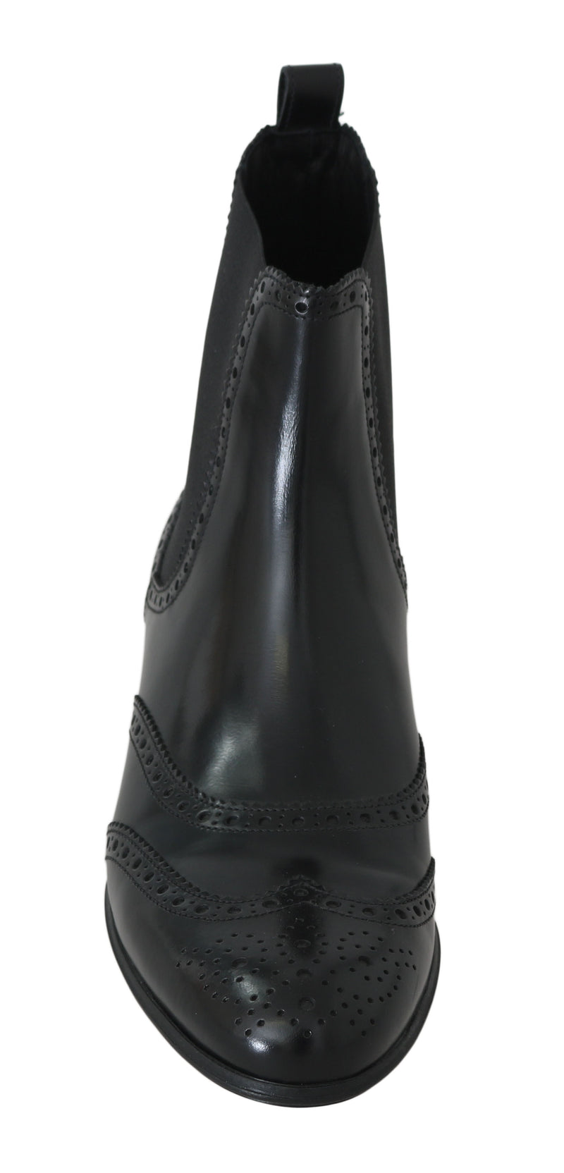 Black Leather Brogue Chelsea Boots