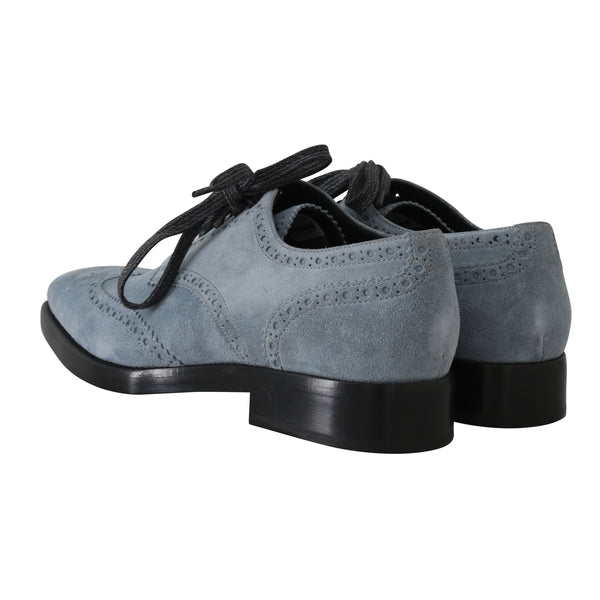 Blue Leather Derby Dress Wingtip Shoes