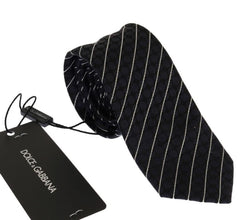 Black Blue Silk Polka Dot Pattern Tie