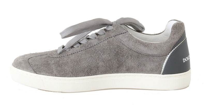 Gray Leather Mens Casual Sneakers