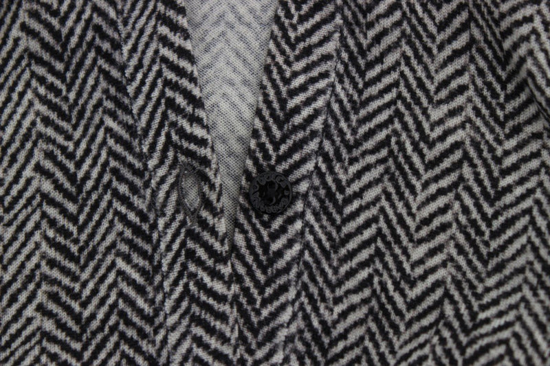 Black White Wool Top Cardigan Sweater