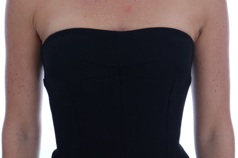 Black Wool Stretch Slim Dress