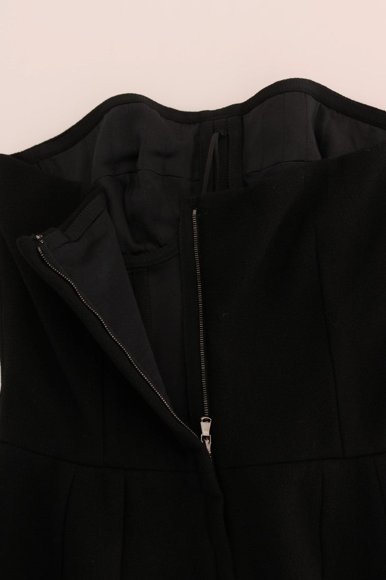 Black Wool Stretch Slim Dress