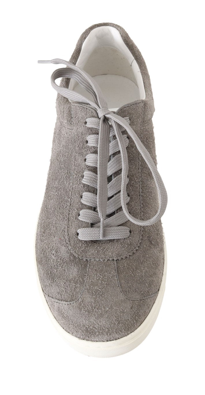 Gray Leather Mens Casual Sneakers