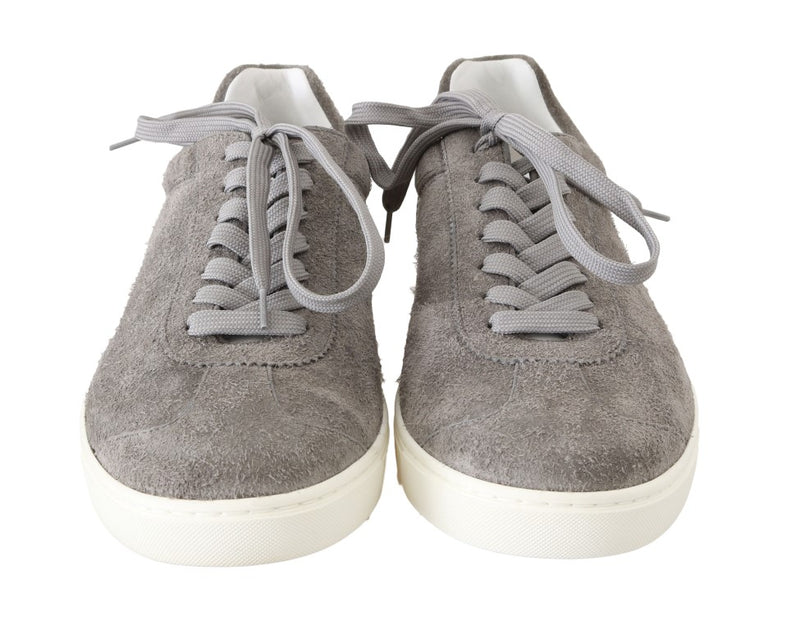 Gray Leather Mens Casual Sneakers