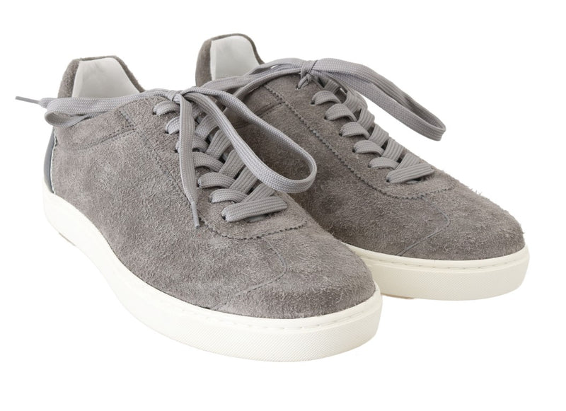 Gray Leather Mens Casual Sneakers