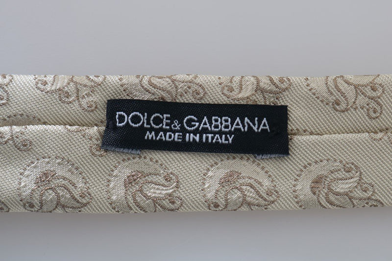 Beige Silk Floral Pattern Slim Tie