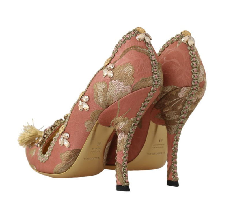 Pink Gold Jacquard Crystal Pumps