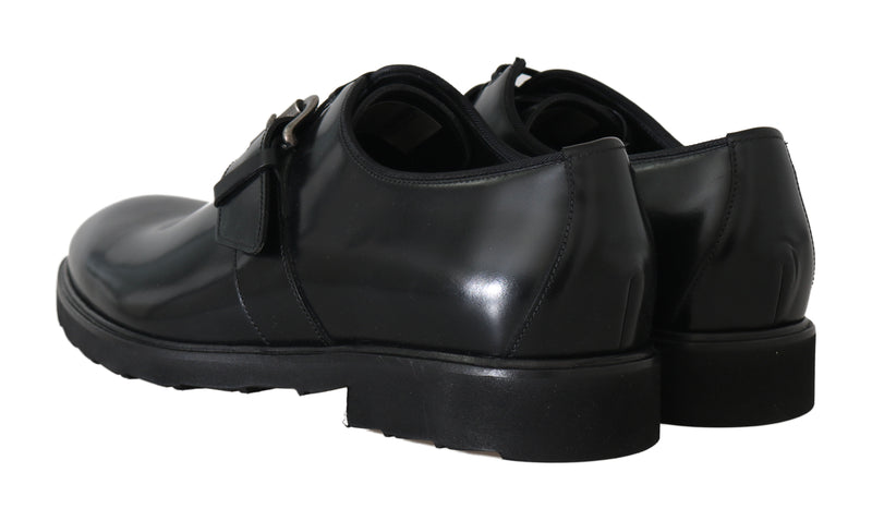Black Leather Monkstrap Dress Formal Shoes