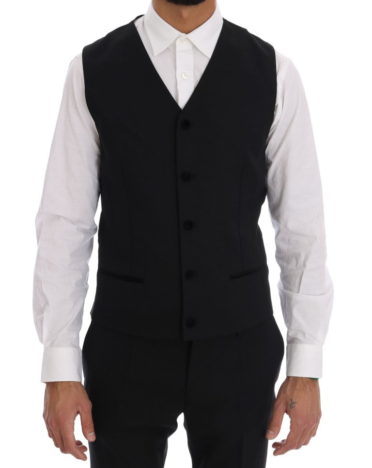 Black Wool Stretch Double Breasted Suit