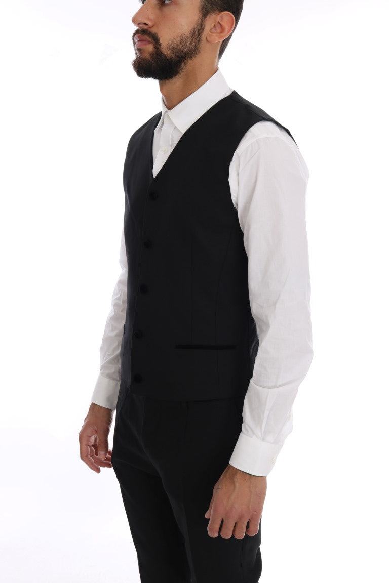 Black Wool Stretch Double Breasted Suit