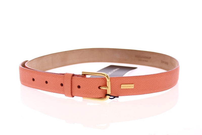 Pink Leather Gold Logo Belt