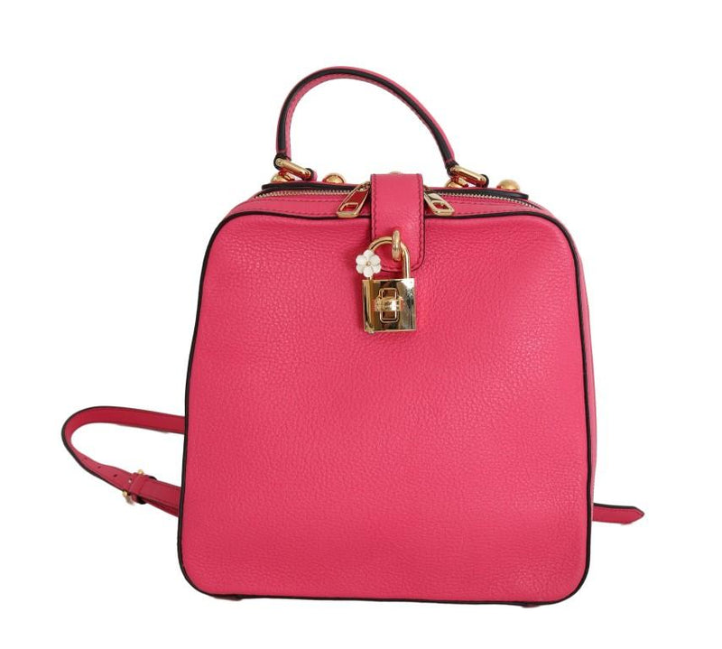 Pink ROSARIA Leather Hand Backpack Bag