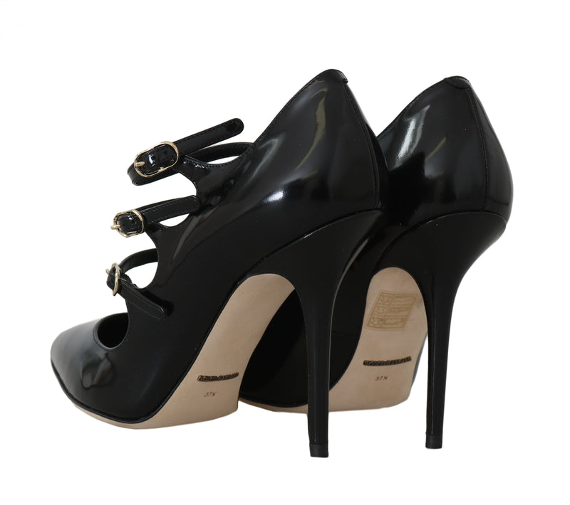 Black Leather Stiletto Pumps Sandals
