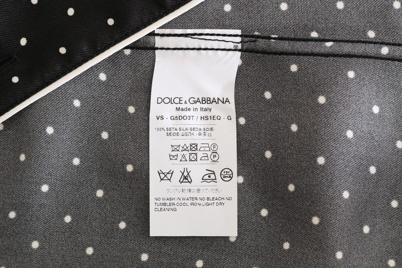 Black White Polka Dot Silk Shirt