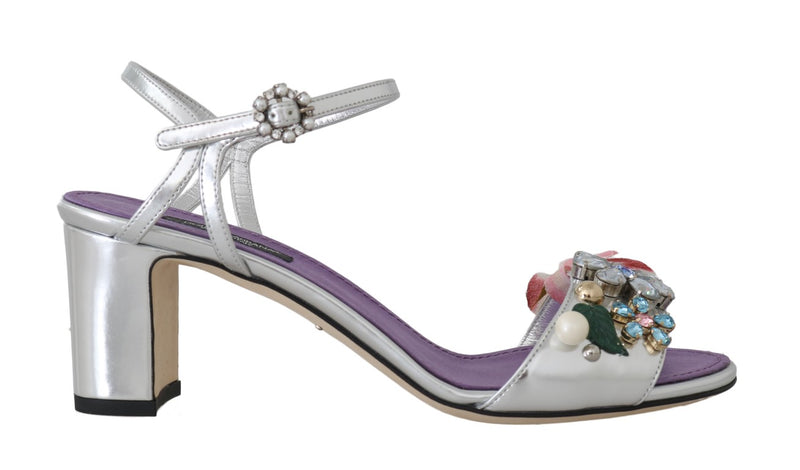 Silver Crystal Floral Sandals Shoes