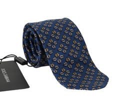 Blue Silk Gray Ladybug Print Tie