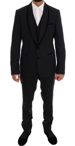 Black Wool Stretch Slim Fit 3 Piece Suit