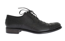 Black Leather Oxford Wingtip Shoes