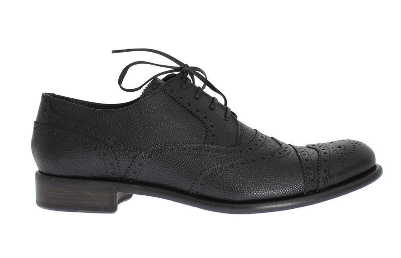 Black Leather Oxford Wingtip Shoes