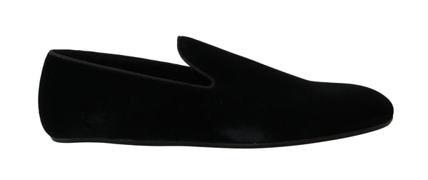 Black Velvet Dress Slip Ons Loafers