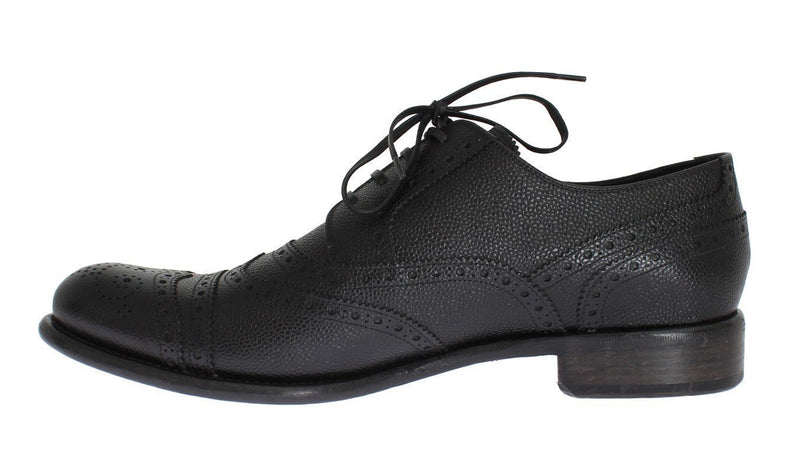 Black Leather Oxford Wingtip Shoes