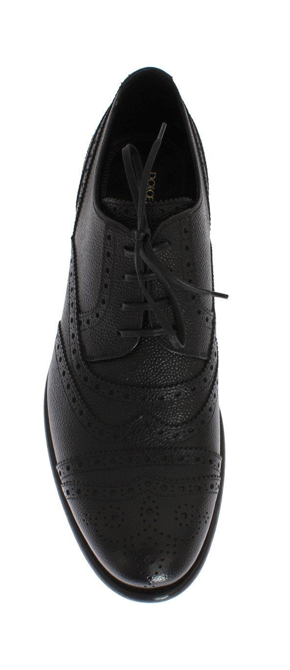 Black Leather Oxford Wingtip Shoes