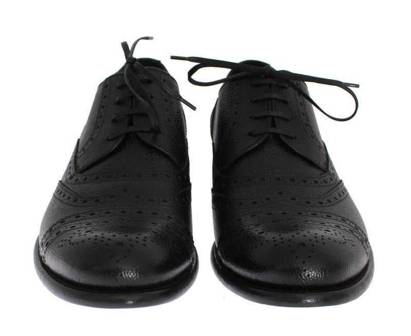 Black Leather Oxford Wingtip Shoes