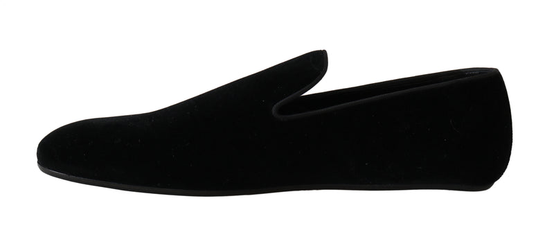 Black Velvet Dress Slip Ons Loafers