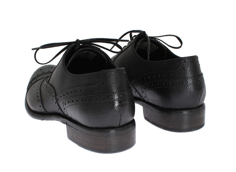 Black Leather Oxford Wingtip Shoes
