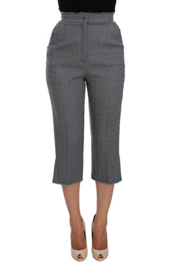 Gray Wool Stretch High Waist 3/4 Pants
