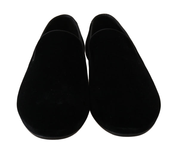 Black Velvet Dress Slip Ons Loafers