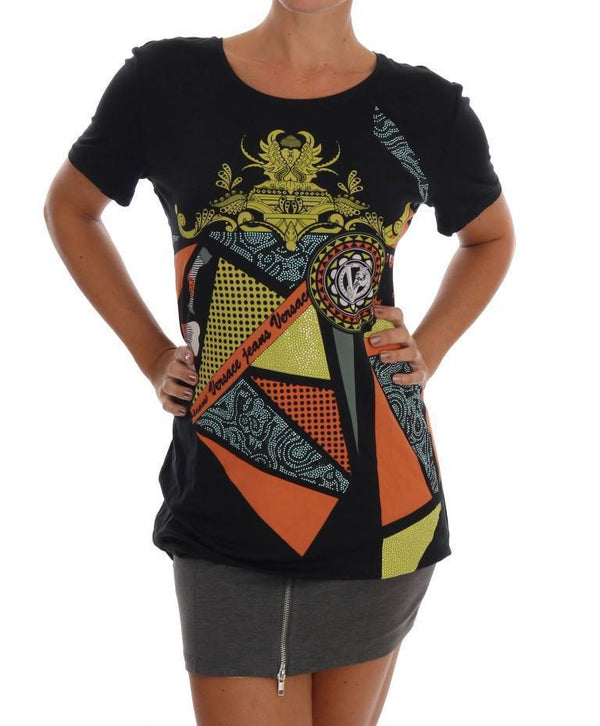Black Stretch Baroque Print T-Shirt