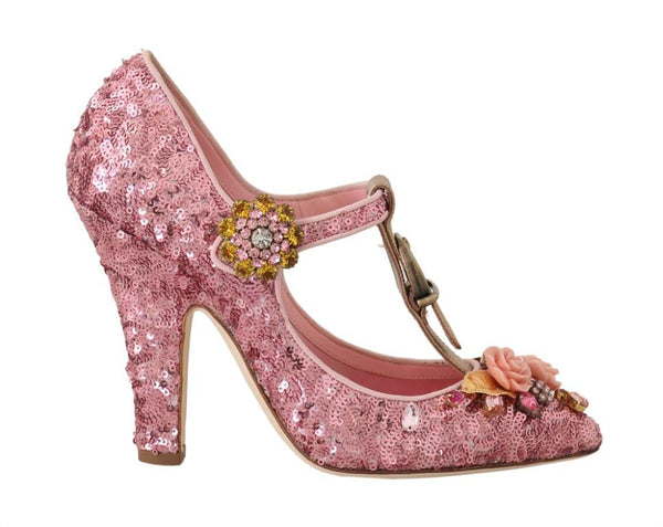 Pink Sequin Leather Crystals Sandal